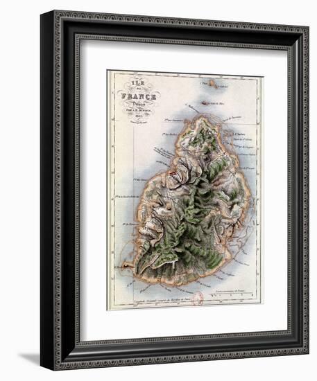 Map of Mauritius, Illustration from "Paul et Virginie" by Henri Bernardin de Saint-Pierre, 1836-A.h. Dufour-Framed Giclee Print