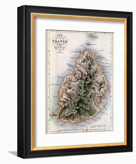 Map of Mauritius, Illustration from "Paul et Virginie" by Henri Bernardin de Saint-Pierre, 1836-A.h. Dufour-Framed Giclee Print