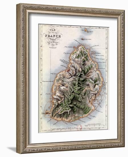 Map of Mauritius, Illustration from "Paul et Virginie" by Henri Bernardin de Saint-Pierre, 1836-A.h. Dufour-Framed Giclee Print