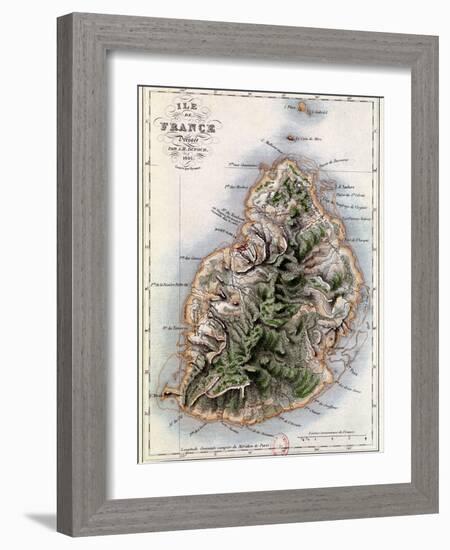 Map of Mauritius, Illustration from "Paul et Virginie" by Henri Bernardin de Saint-Pierre, 1836-A.h. Dufour-Framed Giclee Print