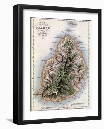 Map of Mauritius, Illustration from "Paul et Virginie" by Henri Bernardin de Saint-Pierre, 1836-A.h. Dufour-Framed Giclee Print