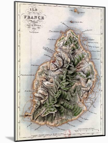 Map of Mauritius, Illustration from "Paul et Virginie" by Henri Bernardin de Saint-Pierre, 1836-A.h. Dufour-Mounted Giclee Print