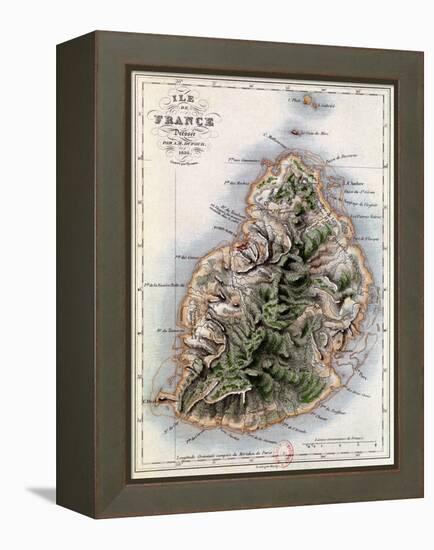 Map of Mauritius, Illustration from "Paul et Virginie" by Henri Bernardin de Saint-Pierre, 1836-A.h. Dufour-Framed Premier Image Canvas