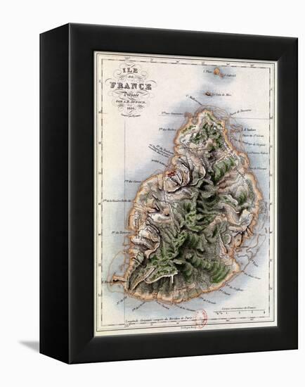 Map of Mauritius, Illustration from "Paul et Virginie" by Henri Bernardin de Saint-Pierre, 1836-A.h. Dufour-Framed Premier Image Canvas