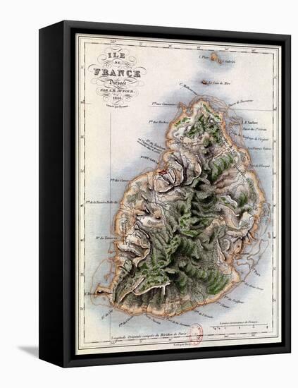 Map of Mauritius, Illustration from "Paul et Virginie" by Henri Bernardin de Saint-Pierre, 1836-A.h. Dufour-Framed Premier Image Canvas