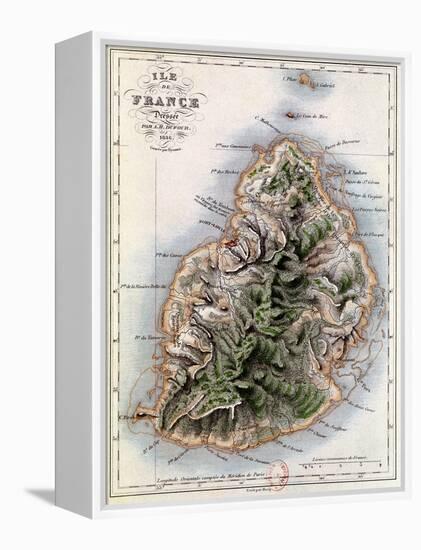 Map of Mauritius, Illustration from "Paul et Virginie" by Henri Bernardin de Saint-Pierre, 1836-A.h. Dufour-Framed Premier Image Canvas