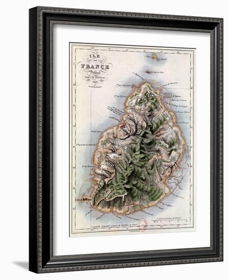 Map of Mauritius, Illustration from "Paul et Virginie" by Henri Bernardin de Saint-Pierre, 1836-A.h. Dufour-Framed Giclee Print