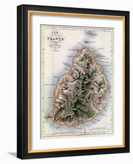 Map of Mauritius, Illustration from "Paul et Virginie" by Henri Bernardin de Saint-Pierre, 1836-A.h. Dufour-Framed Giclee Print