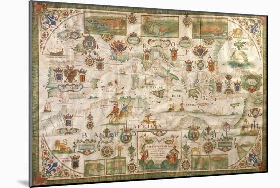 Map of Mediterranean Sea by Francois Ollive, Marseille, 1664-null-Mounted Giclee Print