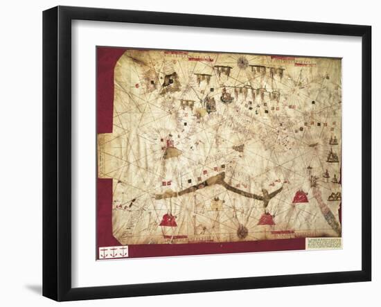 Map of Mediterranean Sea, Messina, 1508-null-Framed Giclee Print