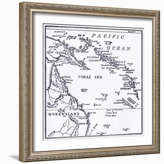 Map of Melanesia, 1908-null-Framed Giclee Print