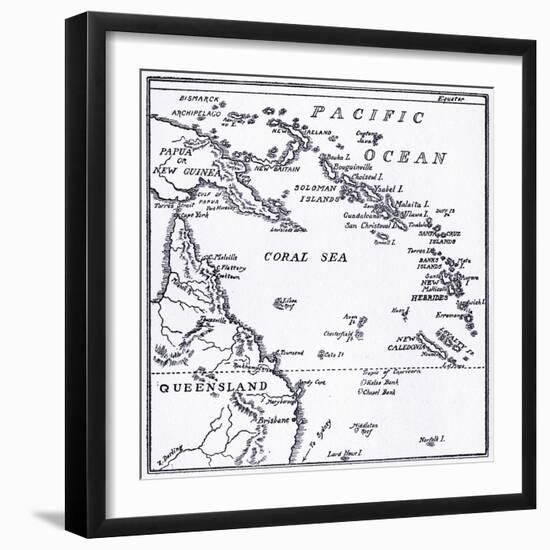 Map of Melanesia, 1908-null-Framed Giclee Print