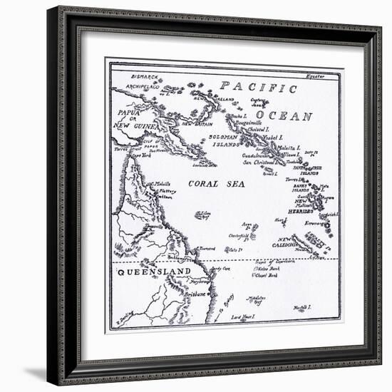 Map of Melanesia, 1908-null-Framed Giclee Print