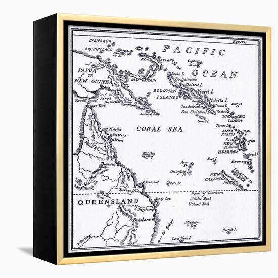 Map of Melanesia, 1908-null-Framed Premier Image Canvas