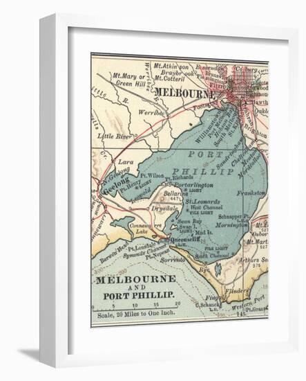 Map of Melbourne (C. 1900), Maps-Encyclopaedia Britannica-Framed Art Print