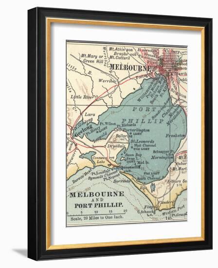 Map of Melbourne (C. 1900), Maps-Encyclopaedia Britannica-Framed Art Print