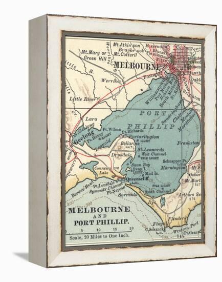 Map of Melbourne (C. 1900), Maps-Encyclopaedia Britannica-Framed Stretched Canvas