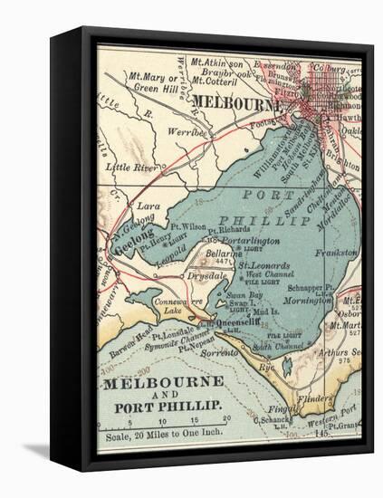 Map of Melbourne (C. 1900), Maps-Encyclopaedia Britannica-Framed Stretched Canvas