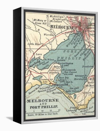 Map of Melbourne (C. 1900), Maps-Encyclopaedia Britannica-Framed Stretched Canvas