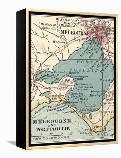 Map of Melbourne (C. 1900), Maps-Encyclopaedia Britannica-Framed Stretched Canvas