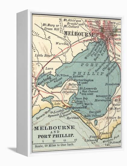 Map of Melbourne (C. 1900), Maps-Encyclopaedia Britannica-Framed Stretched Canvas