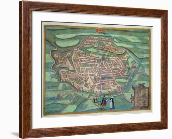 Map of Metz, from Civitates Orbis Terrarum by Georg Braun-Joris Hoefnagel-Framed Giclee Print