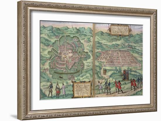 Map of Mexico and Cuzco, from "Civitates Orbis Terrarum"-Joris Hoefnagel-Framed Giclee Print