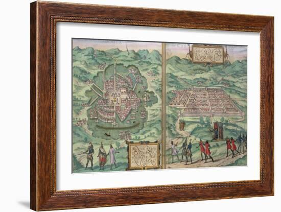 Map of Mexico and Cuzco, from "Civitates Orbis Terrarum"-Joris Hoefnagel-Framed Giclee Print