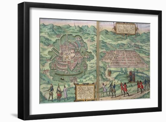 Map of Mexico and Cuzco, from "Civitates Orbis Terrarum"-Joris Hoefnagel-Framed Giclee Print