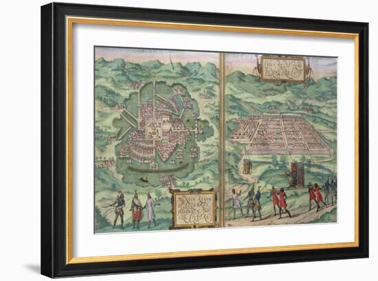 Map of Mexico and Cuzco, from "Civitates Orbis Terrarum"-Joris Hoefnagel-Framed Giclee Print