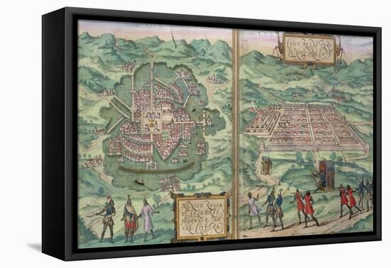 Map of Mexico and Cuzco, from "Civitates Orbis Terrarum"-Joris Hoefnagel-Framed Premier Image Canvas
