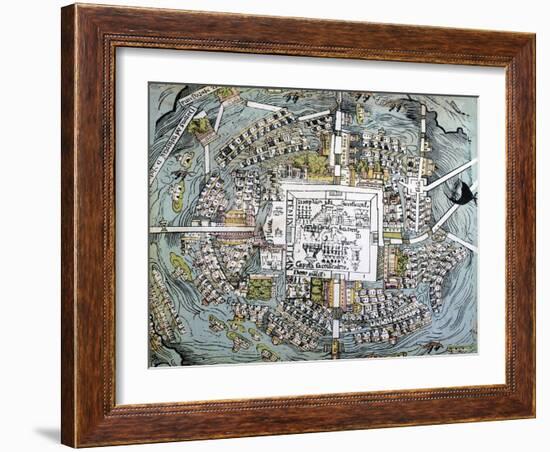 Map of Mexico City Attributed to Cortes-null-Framed Giclee Print