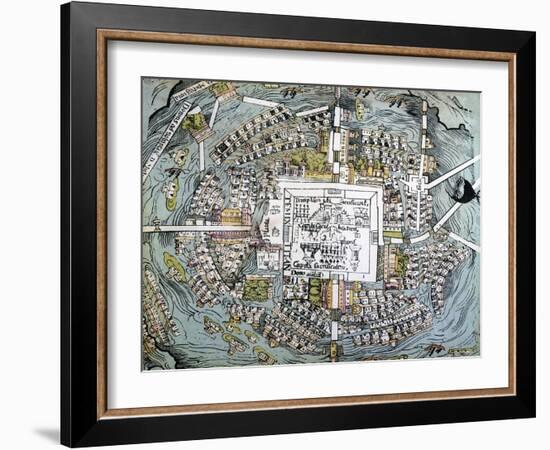 Map of Mexico City Attributed to Cortes-null-Framed Giclee Print