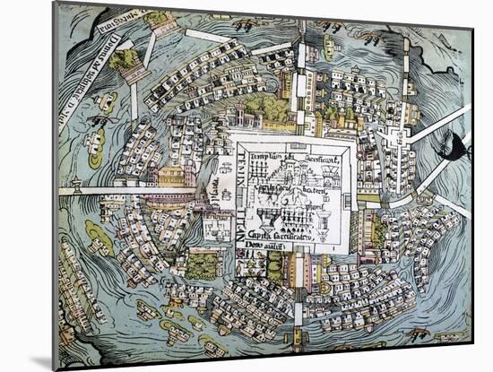 Map of Mexico City Attributed to Cortes-null-Mounted Giclee Print