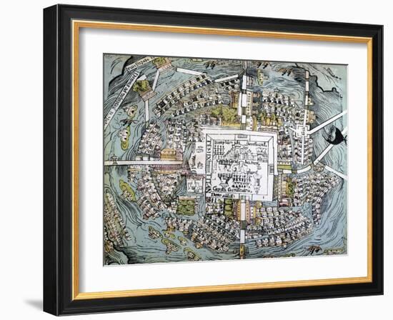 Map of Mexico City Attributed to Cortes-null-Framed Giclee Print