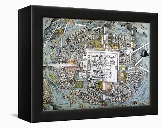 Map of Mexico City Attributed to Cortes-null-Framed Premier Image Canvas