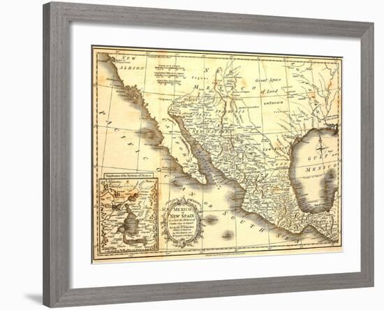 Map Of Mexico Dated 1821-Tektite-Framed Art Print