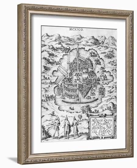 Map of Mexico, from "Civitates Orbis Terrarum" by Georg Braun and Frans Hogenberg c. 1572-Joris Hoefnagel-Framed Giclee Print