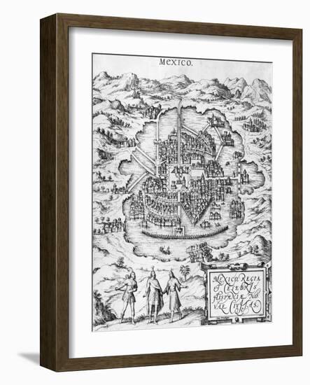 Map of Mexico, from "Civitates Orbis Terrarum" by Georg Braun and Frans Hogenberg c. 1572-Joris Hoefnagel-Framed Giclee Print