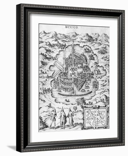 Map of Mexico, from "Civitates Orbis Terrarum" by Georg Braun and Frans Hogenberg c. 1572-Joris Hoefnagel-Framed Giclee Print