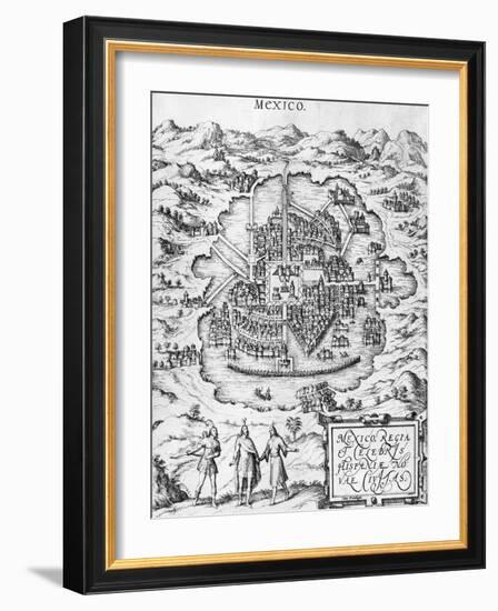 Map of Mexico, from "Civitates Orbis Terrarum" by Georg Braun and Frans Hogenberg c. 1572-Joris Hoefnagel-Framed Giclee Print