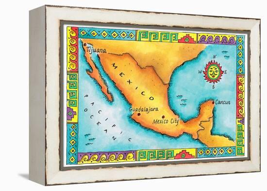 Map of Mexico-Jennifer Thermes-Framed Premier Image Canvas