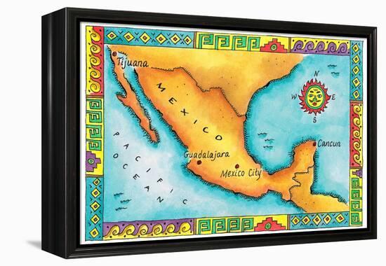 Map of Mexico-Jennifer Thermes-Framed Premier Image Canvas