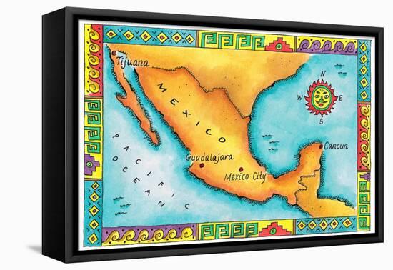 Map of Mexico-Jennifer Thermes-Framed Premier Image Canvas
