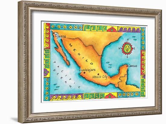 Map of Mexico-Jennifer Thermes-Framed Photographic Print