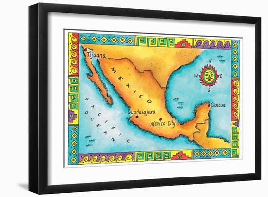 Map of Mexico-Jennifer Thermes-Framed Photographic Print