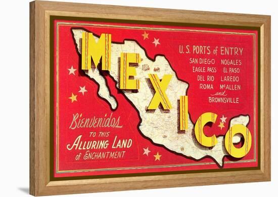 Map of Mexico-null-Framed Stretched Canvas