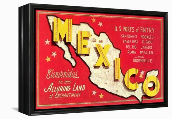 Map of Mexico-null-Framed Stretched Canvas