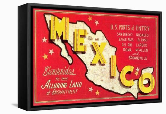 Map of Mexico-null-Framed Stretched Canvas