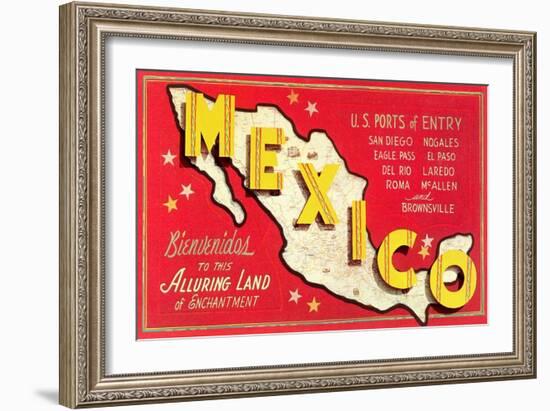 Map of Mexico-null-Framed Art Print